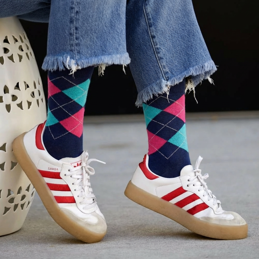 Kompressionssocken Unisex - Rautenmuster